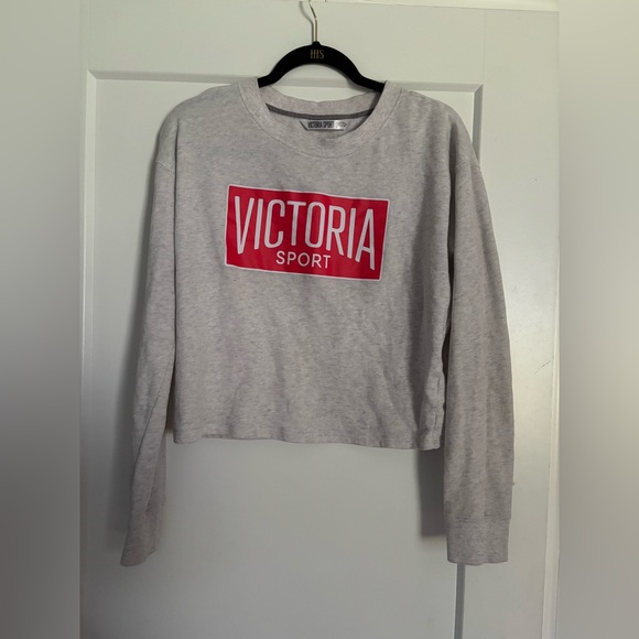 Victoria's Secret Tops - Victoria's Secret Gray Sweatshirt with Red Logo
